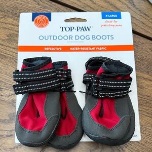 Top Paw Red and Gray Reflective Outdoor Dog Boots - X-Large